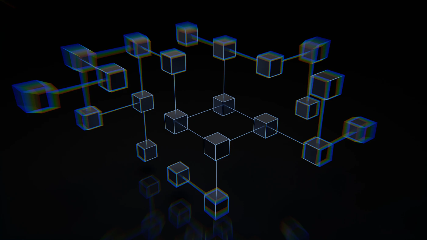 Renderização digital abstrata de uma rede de conexões luminosas